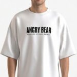 XTYLIX Angry Bear Oversized T-Shirt for Men/Women | Premium Cotton Graphic Printed Round Neck Streetwear T Shirt - white