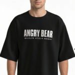 XTYLIX Angry Bear Oversized T-Shirt for Men/Women | Premium Cotton Graphic Printed Round Neck Streetwear T Shirt - Black
