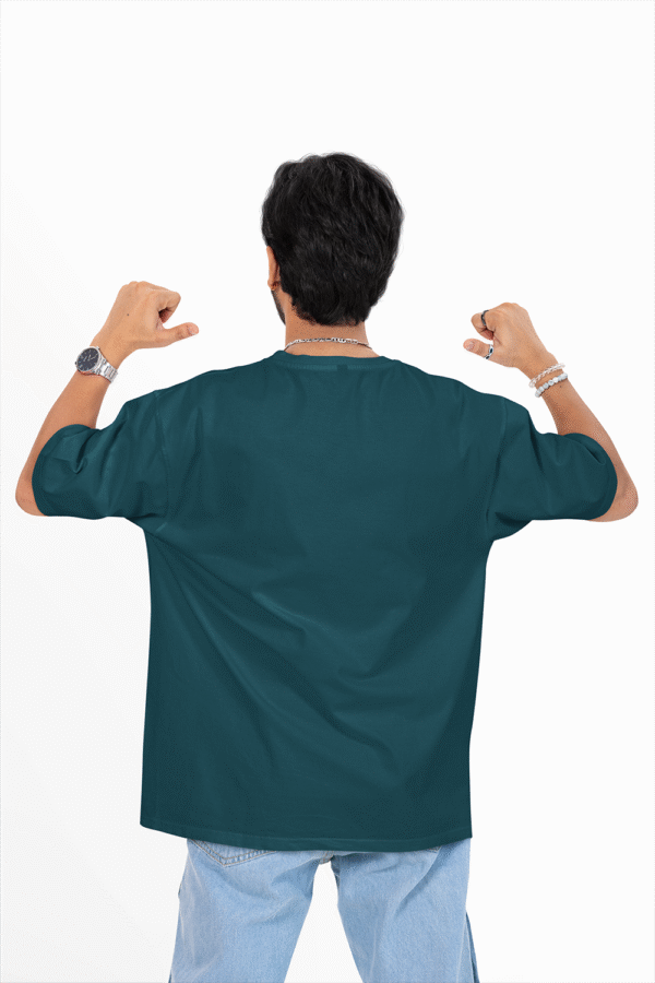 Plain oversized t-shirt for men's teal colour - Image 6