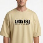 XTYLIX Angry Bear Oversized T-Shirt for Men/Women | Premium Cotton Graphic Printed Round Neck Streetwear T Shirt - Badge