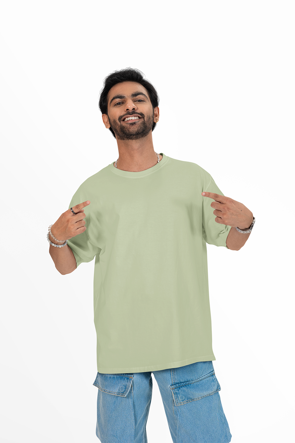 Plain oversized t-shirt for men's olive