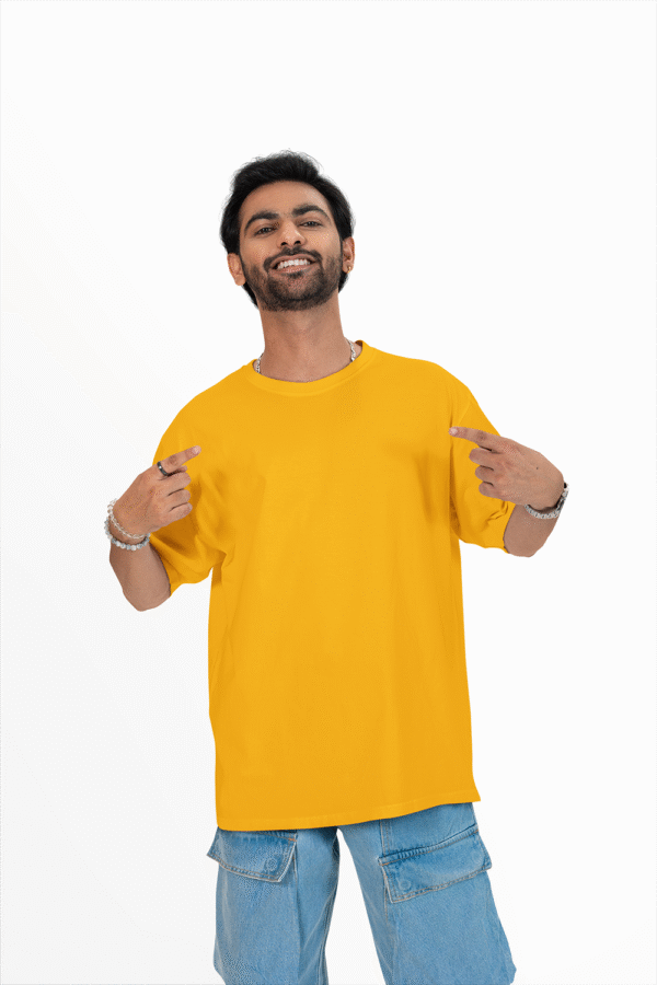 Plain oversized t-shirt for men's yellow