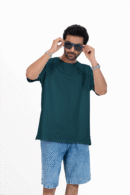 Plain oversized t-shirt for men's teal colour