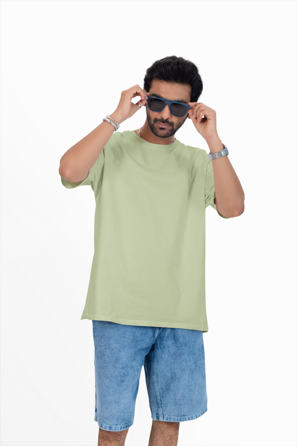 Plain oversized t-shirt for men's olive - Image 4