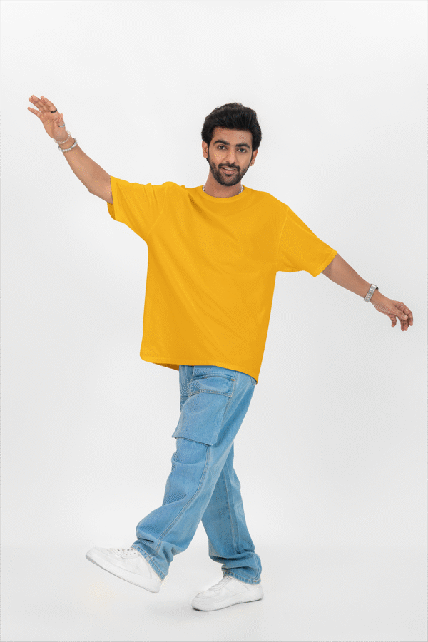 Plain oversized t-shirt for men's yellow - Image 3
