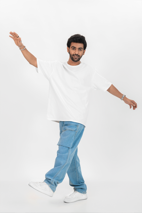 Plain oversized t-shirt for men's white colour tee - Image 3