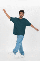 Plain oversized t-shirt for men's teal colour