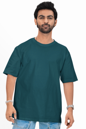 Plain oversized t-shirt for men's teal colour