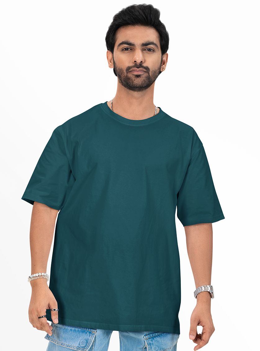Plain oversized t-shirt for men's teal colour