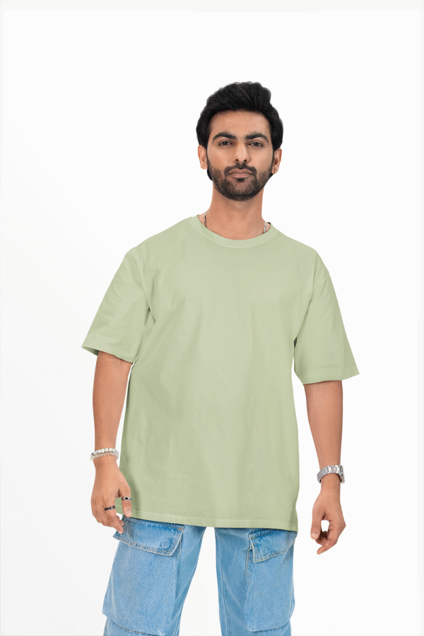 Plain oversized t-shirt for men's olive - Image 2