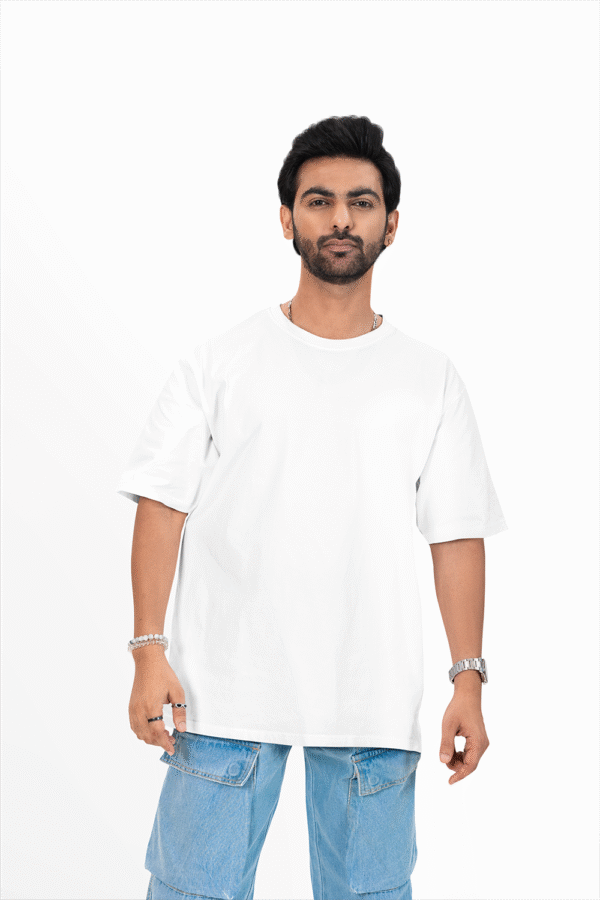 Plain oversized t-shirt for men's white colour tee - Image 2