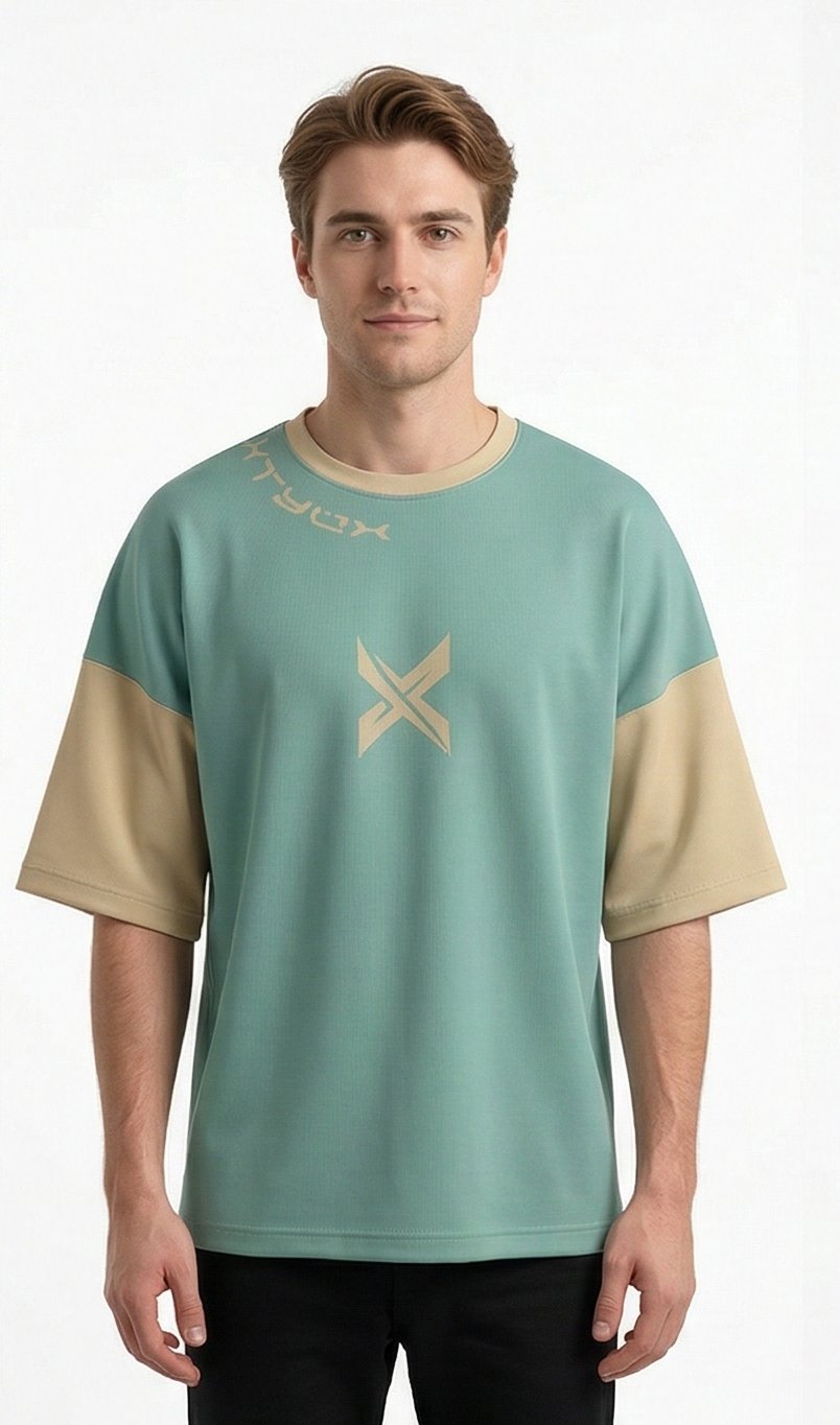 XTYLIX Oversized T-Shirt for Unisex | Premium Cotton Graphic Printed Round Neck Streetwear T Shirt Cross Color mint green - Image 3