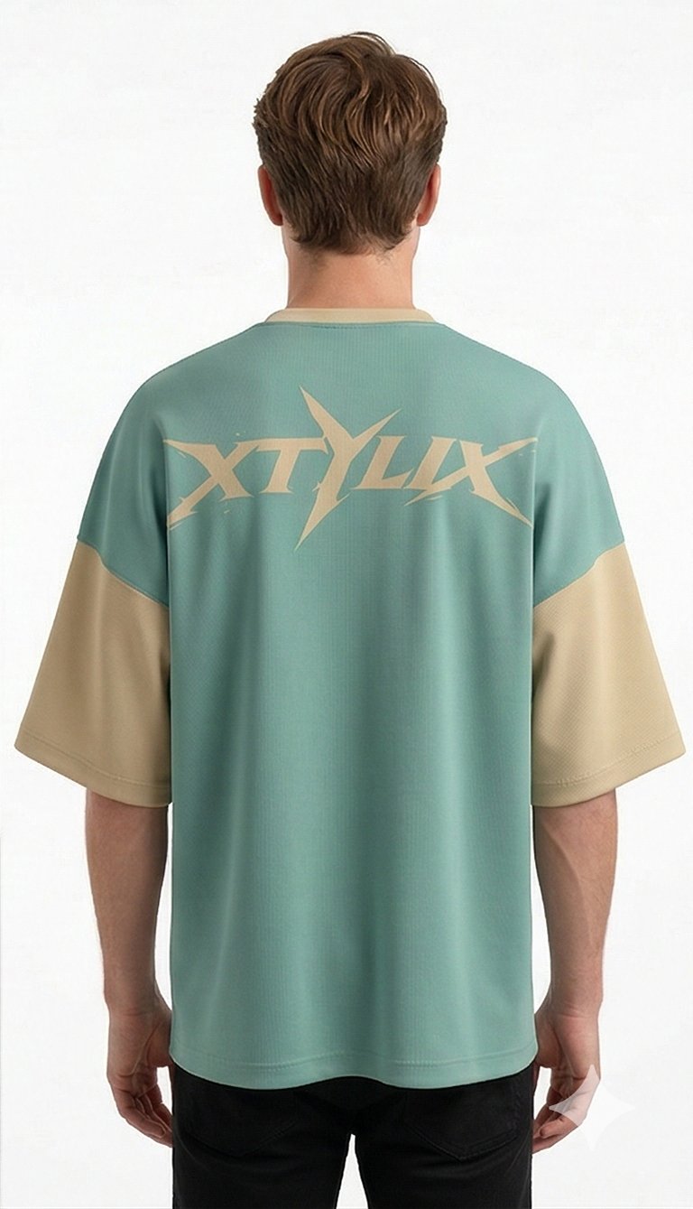XTYLIX Oversized T-Shirt for Unisex | Premium Cotton Graphic Printed Round Neck Streetwear T Shirt Cross Color mint green - Image 4