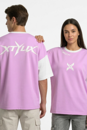 XTYLIX Oversized T-Shirt for Unisex | Premium Cotton Graphic Printed Round Neck Streetwear T Shirt Cross Color lavender