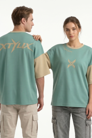 XTYLIX Oversized T-Shirt for Unisex | Premium Cotton Graphic Printed Round Neck Streetwear T Shirt Cross Color mint green