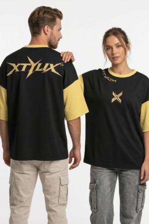 XTYLIX Oversized T-Shirt for Unisex | Premium Cotton Graphic Printed Round Neck Streetwear T Shirt Cross Color Black