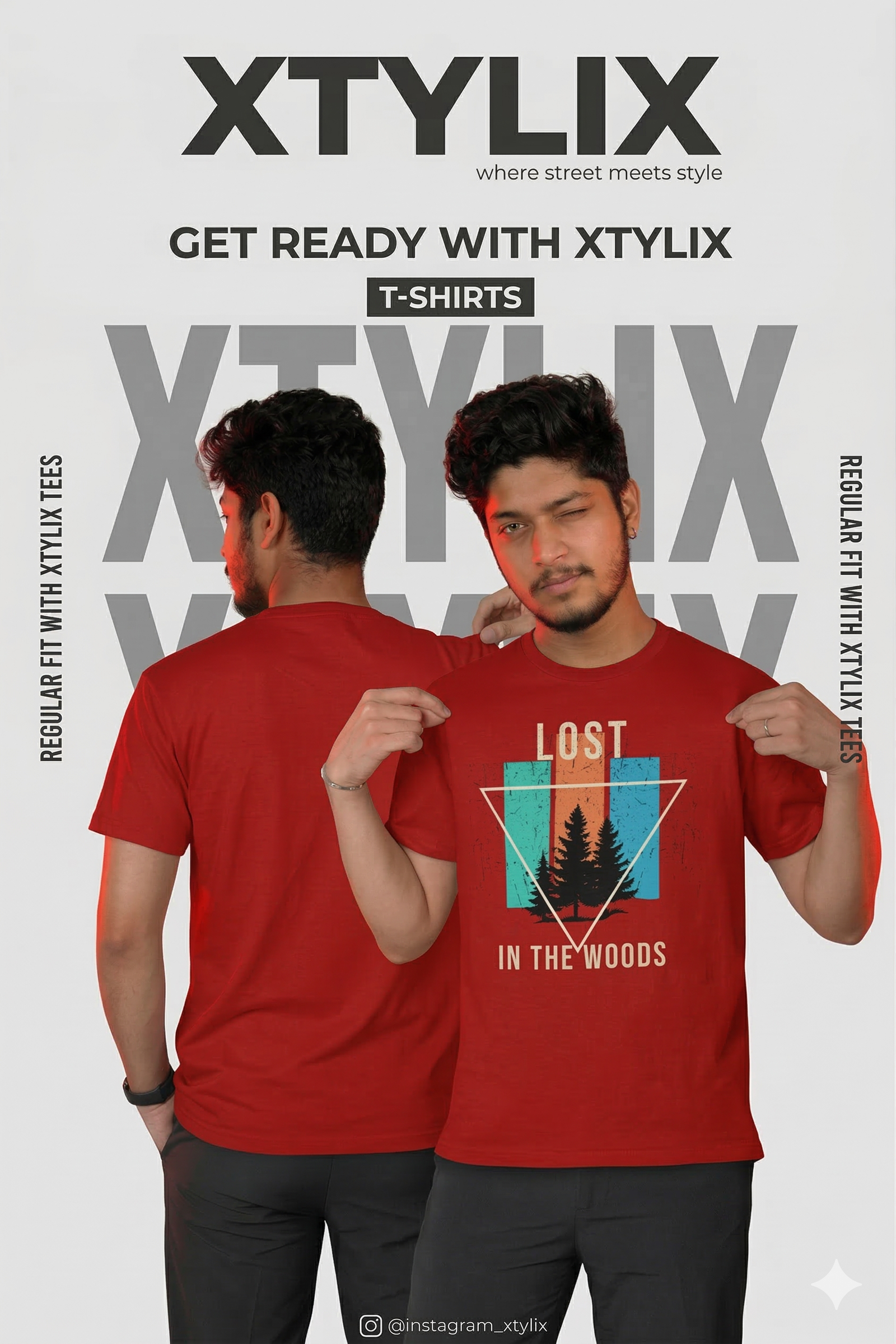 XTYLIX Regular T-Shirt for Men | Premium lycra Graphic Printed Round Neck T Shirt  Deep Red
