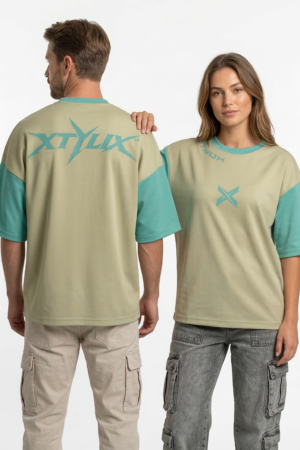 XTYLIX Oversized T-Shirt for Unisex | Premium Cotton Graphic Printed Round Neck Streetwear T Shirt Cross Color Badge