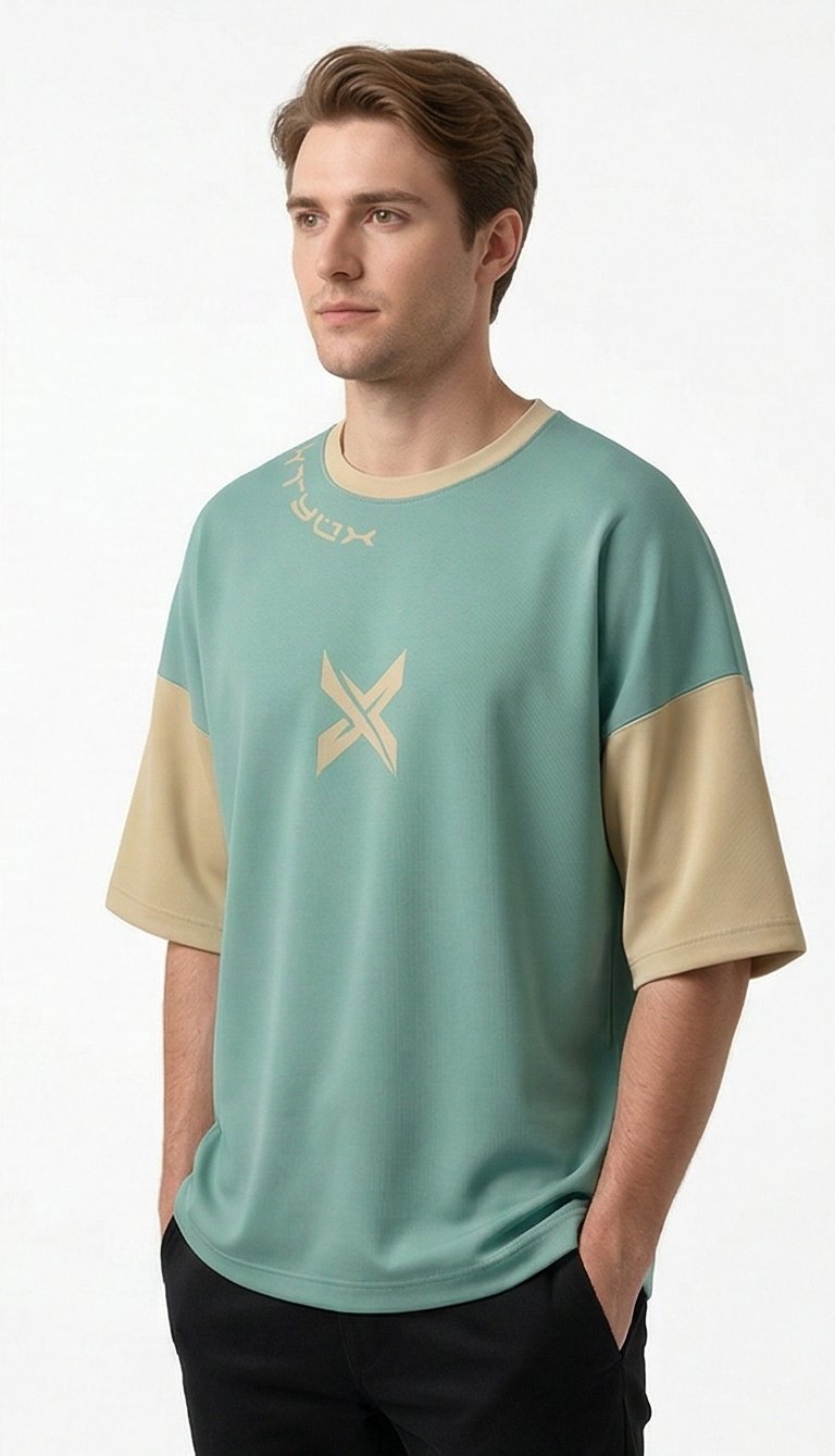 XTYLIX Oversized T-Shirt for Unisex | Premium Cotton Graphic Printed Round Neck Streetwear T Shirt Cross Color mint green - Image 5