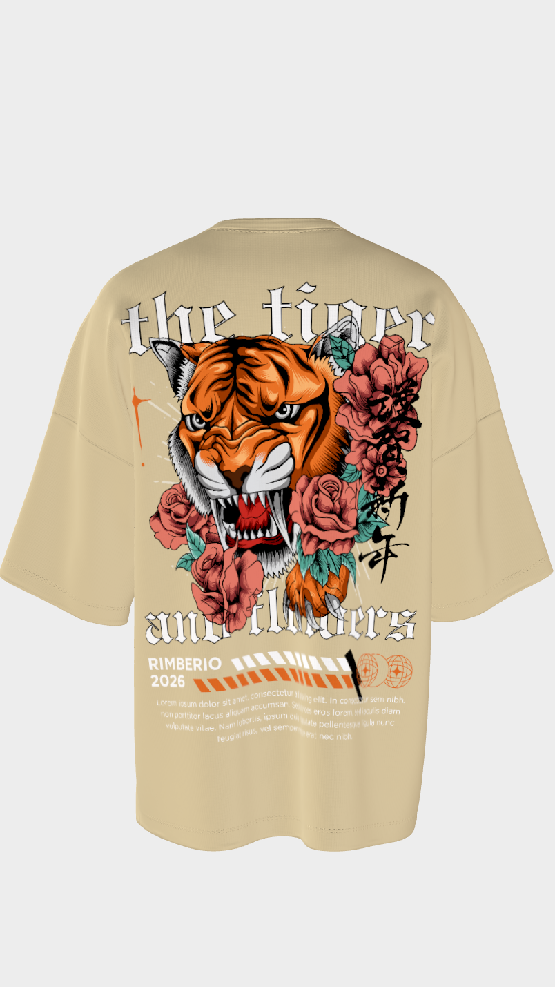 XTYLIX Tiger Oversized T-Shirt for Men | Premium Cotton Graphic Printed Round Neck Streetwear T Shirt Badge - Image 10