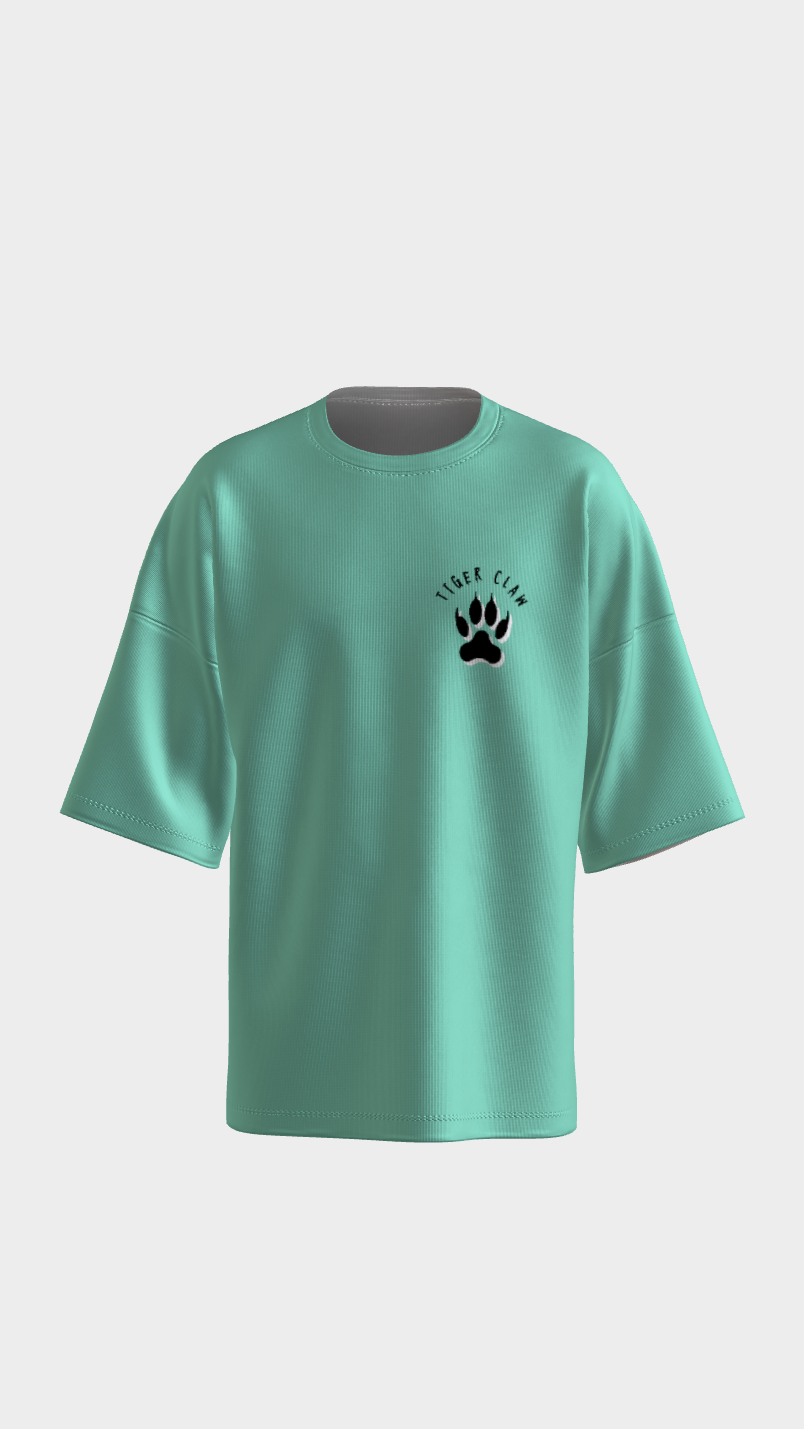 XTYLIX Tiger Oversized T-Shirt for Men | Premium Cotton Graphic Printed Round Neck Streetwear T Shirt Mint Green - Image 9