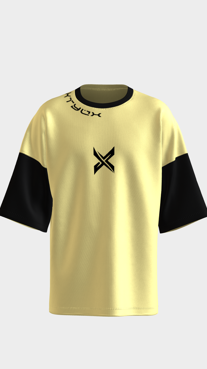 XTYLIX Oversized T-Shirt for Unisex | Premium Cotton Graphic Printed Round Neck Streetwear T Shirt Cross Color Yellow Badge - Image 7