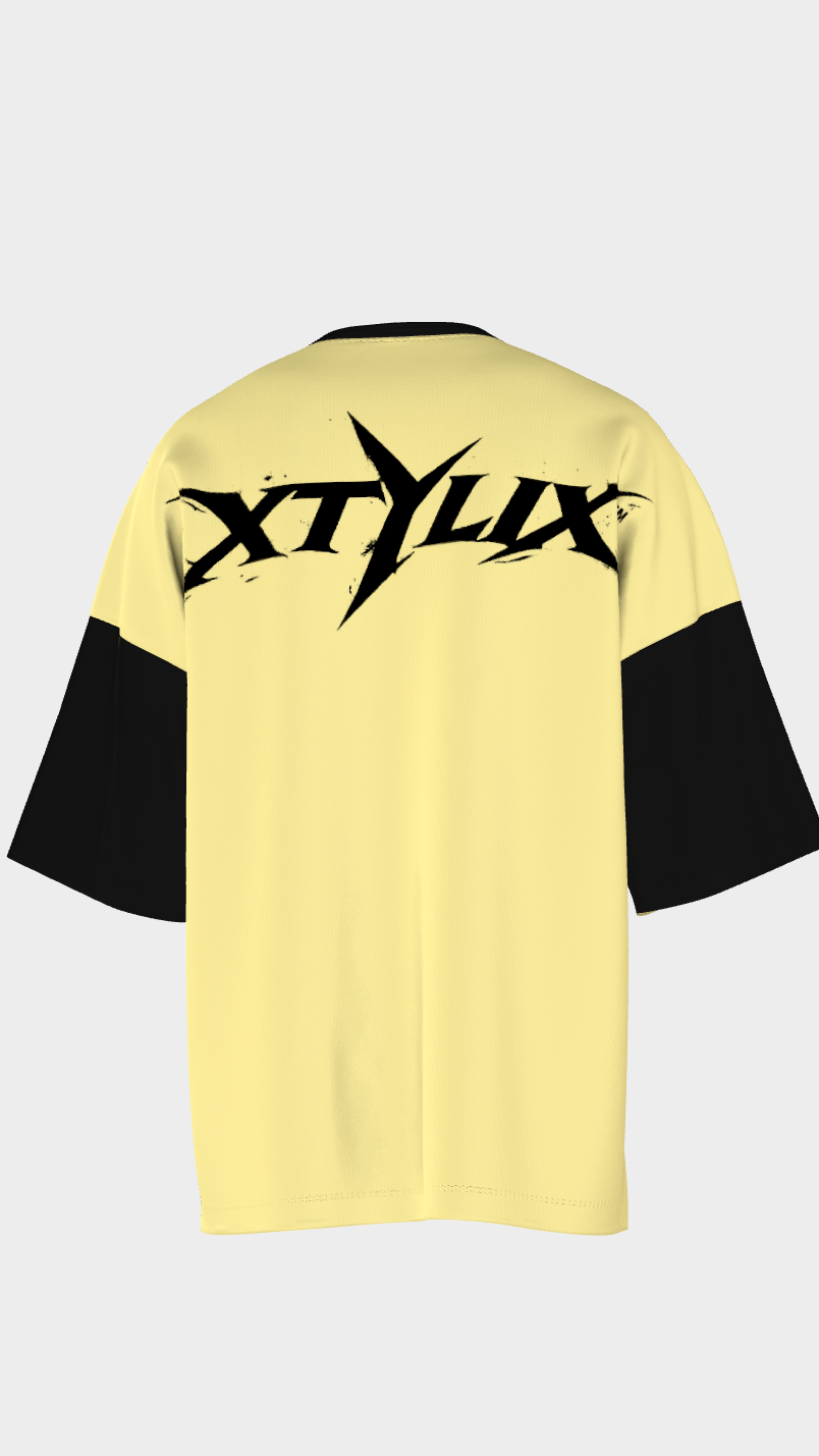 XTYLIX Oversized T-Shirt for Unisex | Premium Cotton Graphic Printed Round Neck Streetwear T Shirt Cross Color Yellow Badge - Image 8