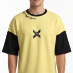 XTYLIX Oversized T-Shirt for Unisex | Premium Cotton Graphic Printed Round Neck Streetwear T Shirt  Cross Color lavender - yellow badge