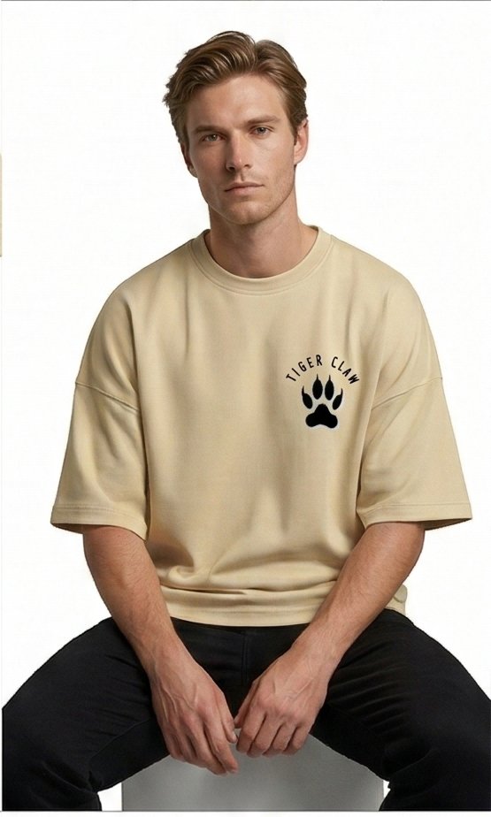 XTYLIX Tiger Oversized T-Shirt for Men | Premium Cotton Graphic Printed Round Neck Streetwear T Shirt Badge - Image 3