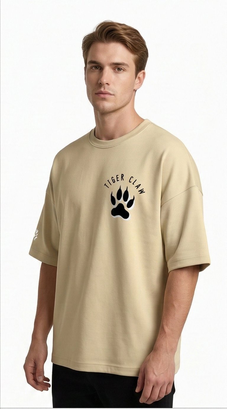 XTYLIX Tiger Oversized T-Shirt for Men | Premium Cotton Graphic Printed Round Neck Streetwear T Shirt Badge - Image 4
