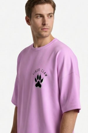 XTYLIX Tiger Oversized T-Shirt for Men | Premium Cotton Graphic Printed Round Neck Streetwear T Shirt lavender