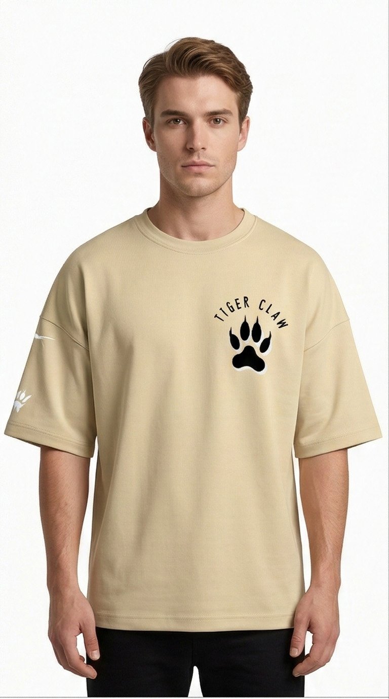 XTYLIX Tiger Oversized T-Shirt for Men | Premium Cotton Graphic Printed Round Neck Streetwear T Shirt Badge - Image 7